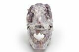 Carved Chevron Amethyst Dinosaur Crystal Skull - Ferocious! #218501-4